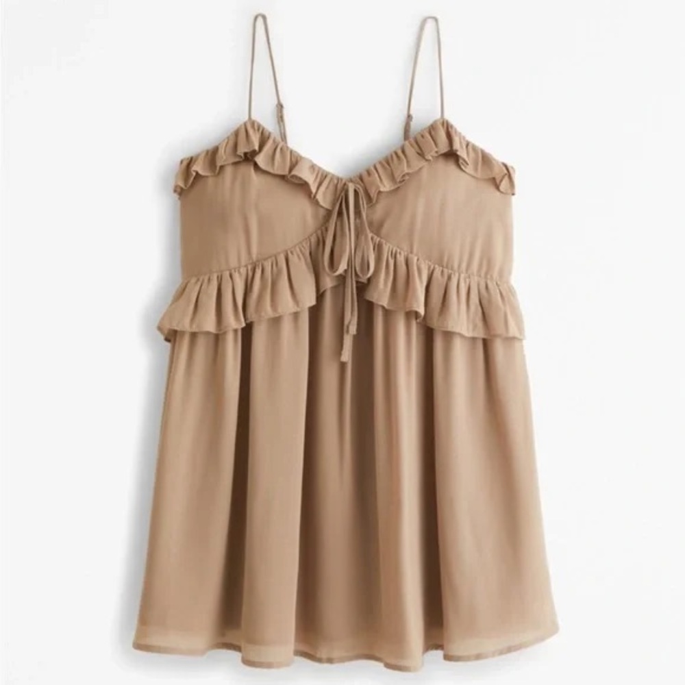 Abercrombie Taupe Ruffle Tie Mini Dress